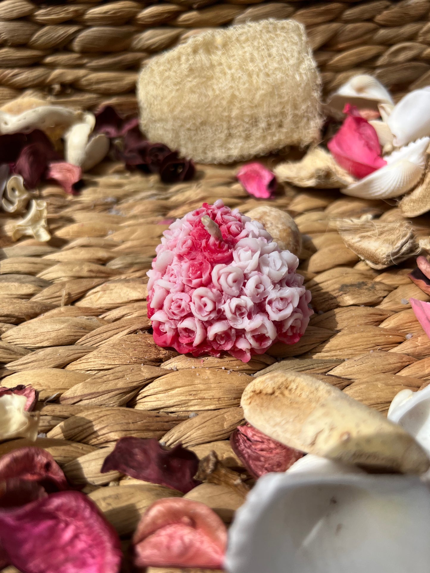 Bougie coeur fleurie parfum FLEUR DE COTON