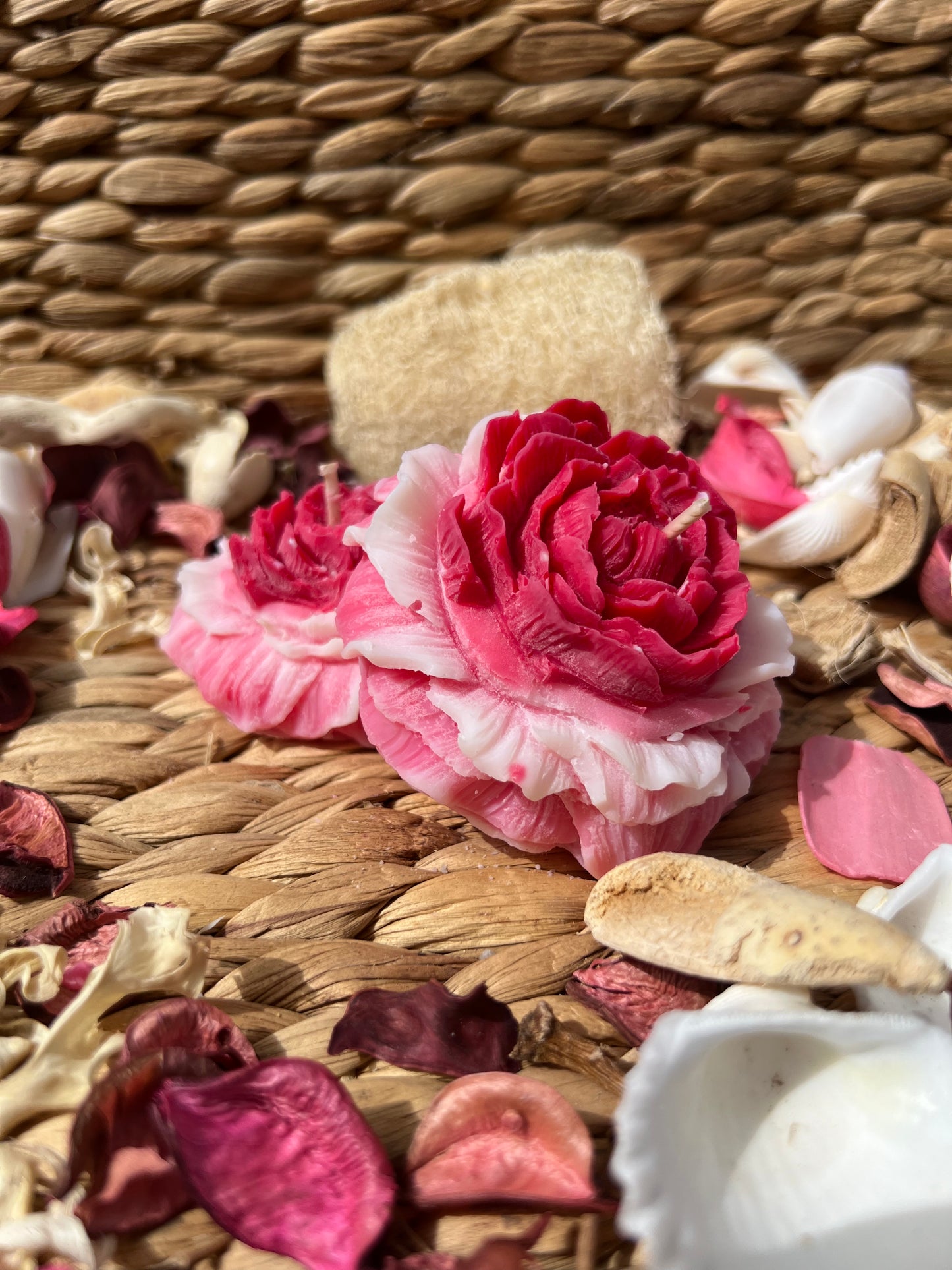 Bougie rose parfum FLEUR DE COTON